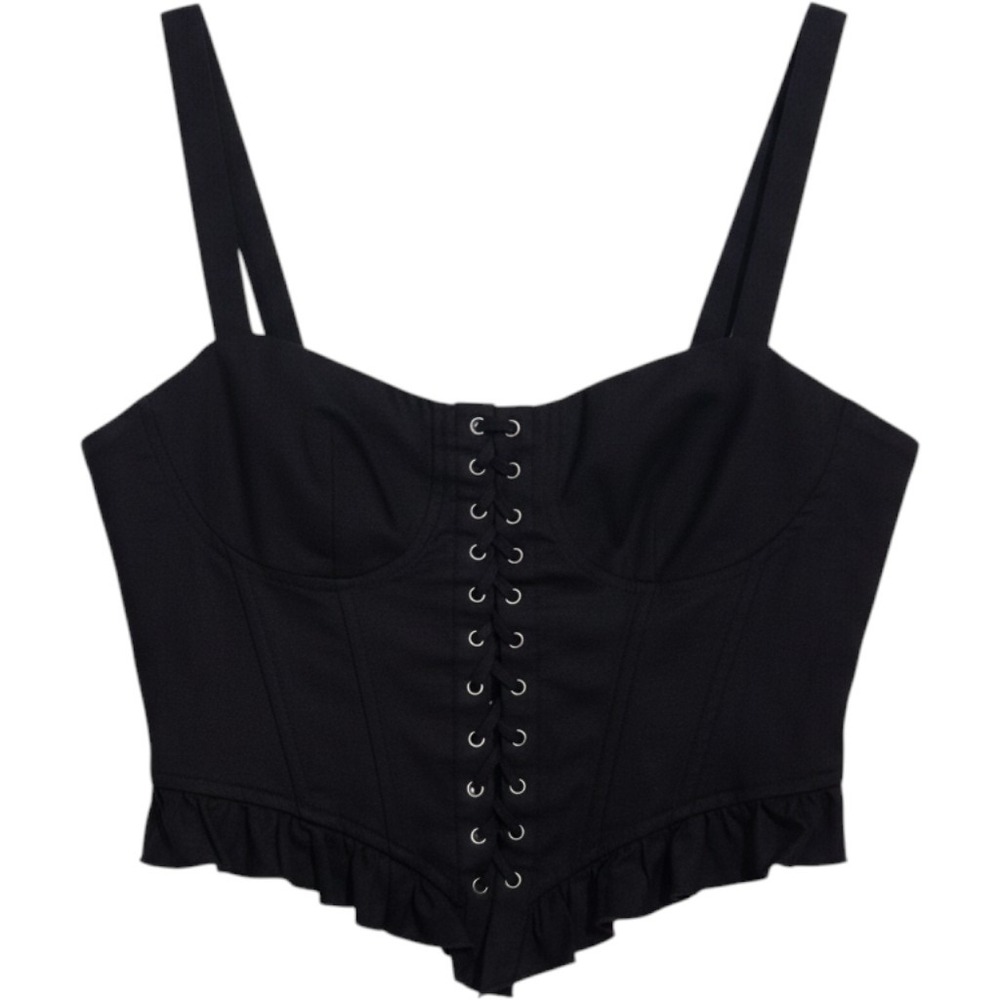 Y2k Babydoll Corset Whimsigoth Fairygrunge Womens size Large Bustier Lace-up Top